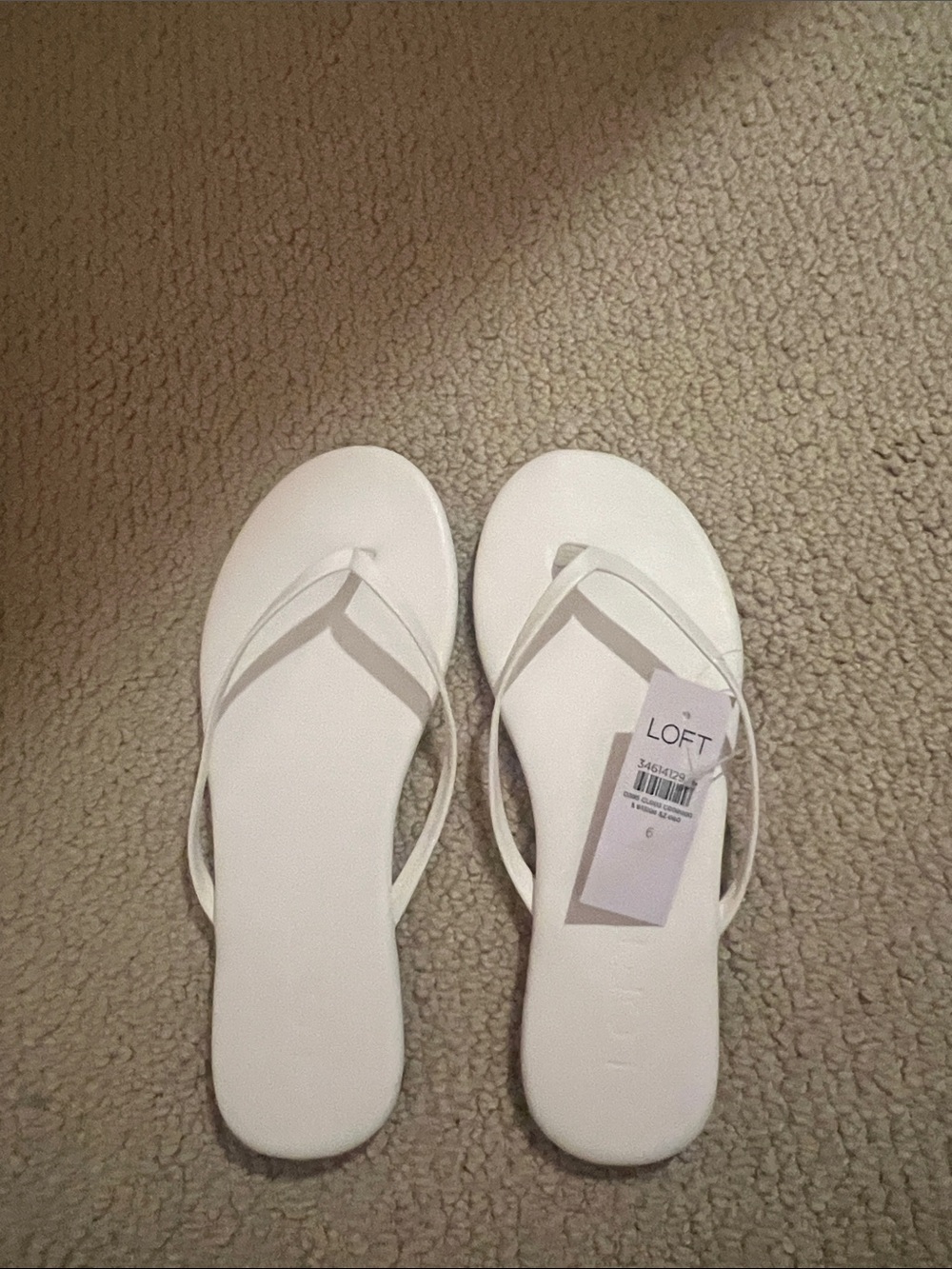 LOFT White Slim Strap Flip Flop Sandals